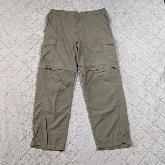 Columbia Pants Men's Large Gray Green Titanium Convertible Cargo Omni Dry Nylon - Picture 1 of 10